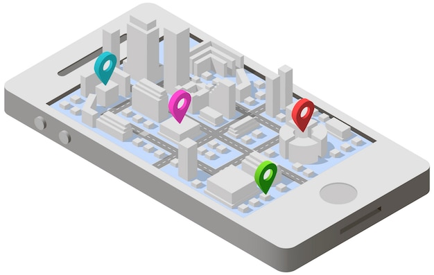 Plano de cidade isométrico no smartphone