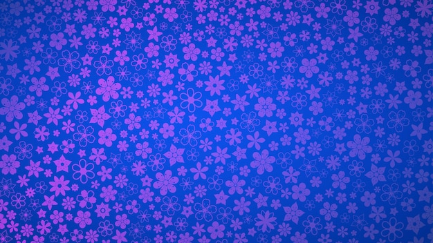 Plano de fundo com várias flores pequenas nas cores azul e roxo