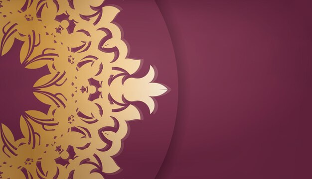 Plano de fundo cor de vinho com ornamento de mandala de ouro para design sob logotipo ou texto