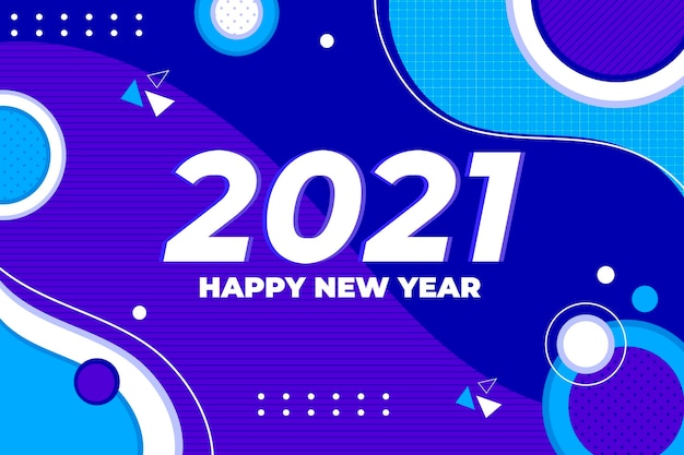 Plano de fundo de ano novo de 2021 em design plano