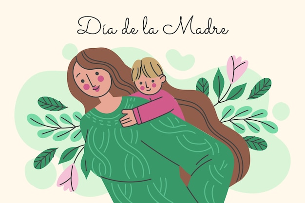 Vetor plano de fundo de dia das mães em espanhol