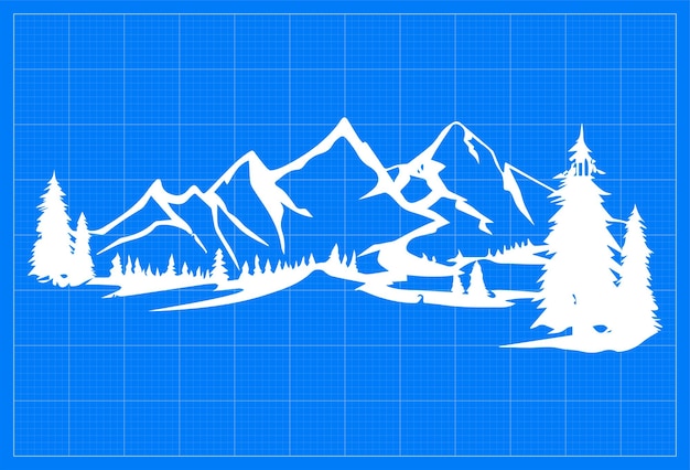 Plano de fundo de planta de montanha design plano de vetor simples