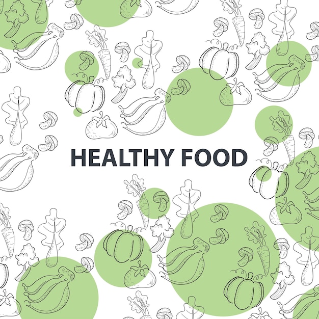 Plano de fundo de um doodle de comida saudável