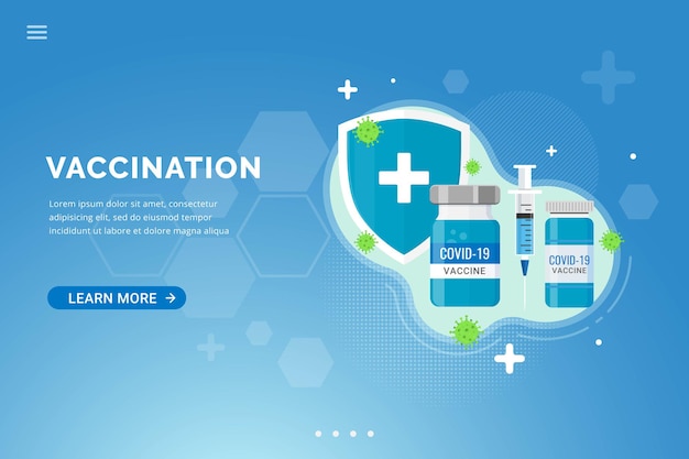 Vetor plano de fundo de vacina para modelo de página de destino de vacinação
