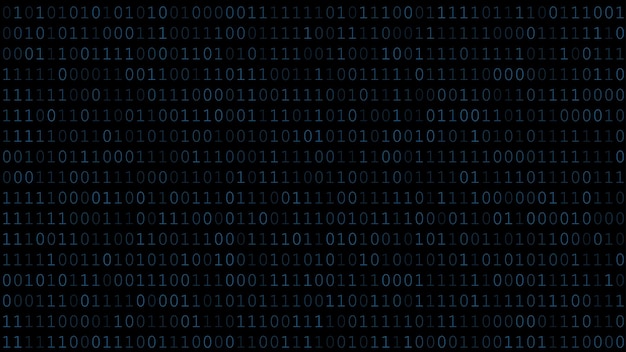 Plano de fundo de zeros e uns em tons de azul escuro