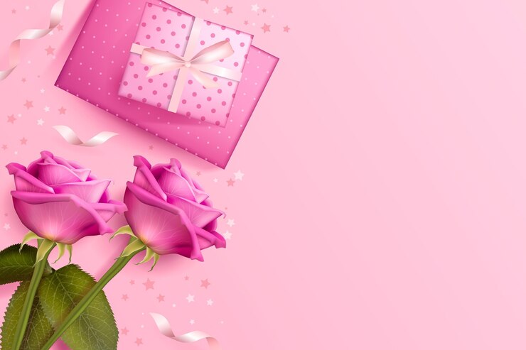 Vetor plano de fundo dia dos namorados com rosas e presentes