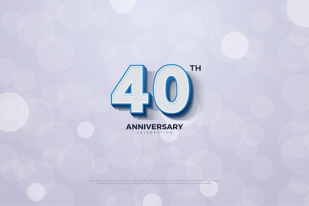 Plano de fundo do 40º aniversário com números 3d com grossas listras azuis nas bordas.