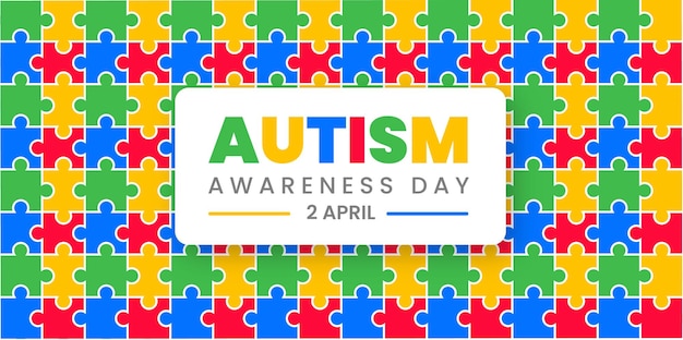 Vetor plano de fundo do dia mundial do autismo ou modelo de design de plano de fundo do dia mundial da conscientização do autismo de 2 de abril