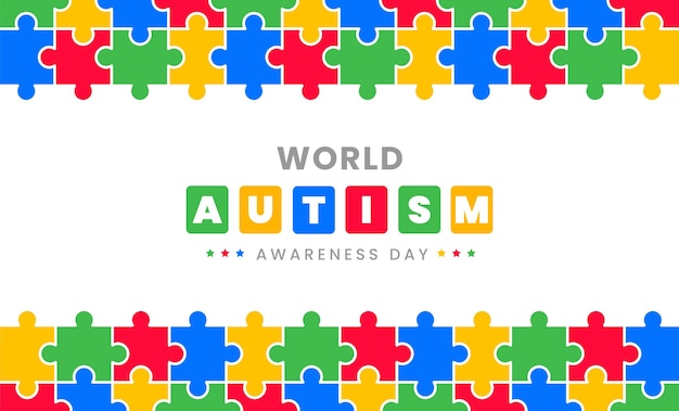 Vetor plano de fundo do dia mundial do autismo ou modelo de design de plano de fundo do dia mundial da conscientização do autismo de 2 de abril