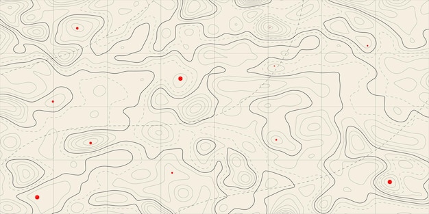 Plano de fundo do mapa de contorno Esquema de geografia vetorial e mapa de grade de topografia do terreno