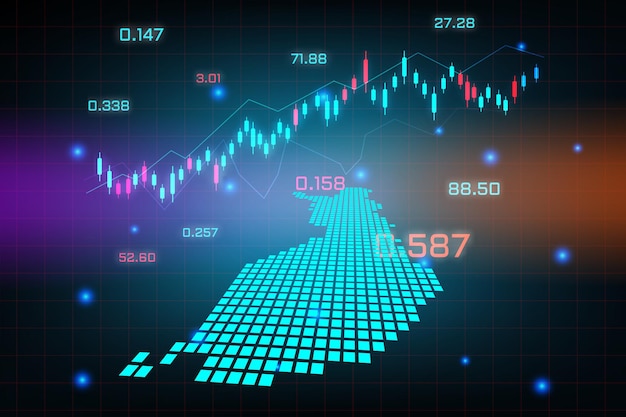 Plano de fundo do mercado de ações ou gráfico de gráfico de negócios de negociação forex para o conceito de investimento financeiro do mapa da finlândia.