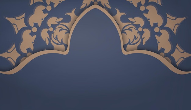 Plano de fundo em azul com luxuoso padrão marrom para design sob seu logotipo ou texto