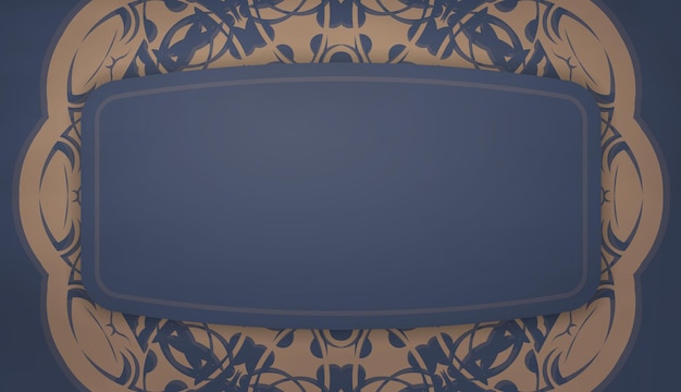 Vetor plano de fundo em azul com ornamentos marrons vintage e espaço para seu texto