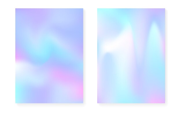 Plano de fundo gradiente holográfico com capa de holograma. Anos 90, estilo retrô dos anos 80. Modelo gráfico perolado para cartaz, apresentação, banner, folheto. Gradiente holográfico mínimo brilhante.