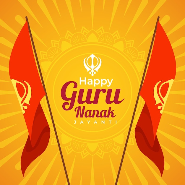 Plano de fundo guru nanak jayanti com bandeiras