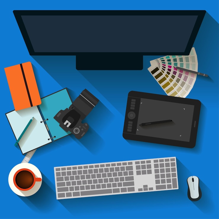 Vetor plano de fundo padrão gráfico de organização no local de trabalho em estilo simples