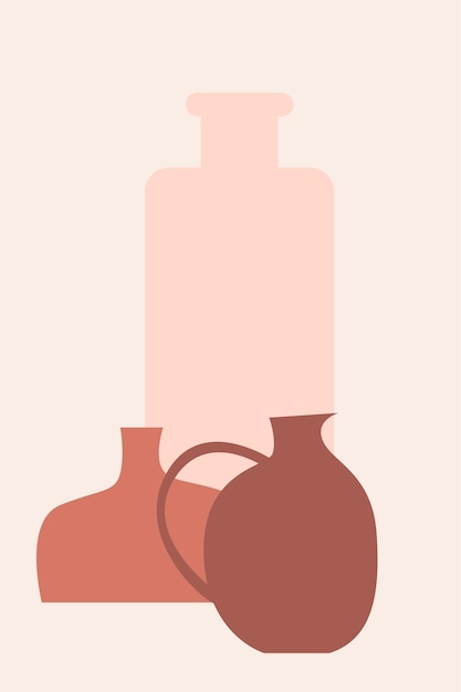 Plano de fundo padrão minimalista do vaso boho. silhueta de vaso abstrata para design de marca de loja de souvenirs, panfleto de loja de decoração para casa, impressão de camisetas, publicidade de mercado, etc.