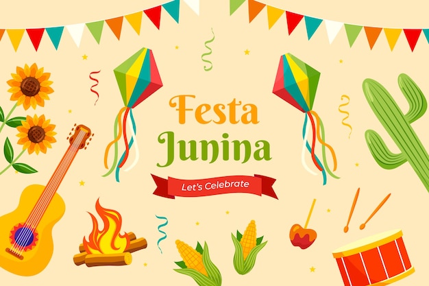 Vetor plano de fundo para celebrações de festas juninas brasileiras