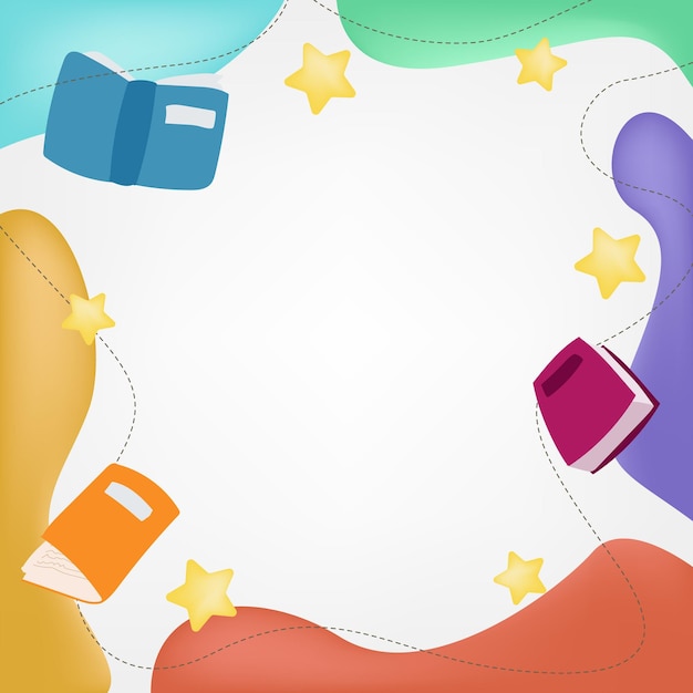 plano de fundo para o Dia Mundial do Livro com livros e estrelas
