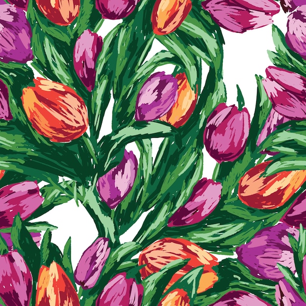 Plano de fundo perfeito das tulipas desenhadas