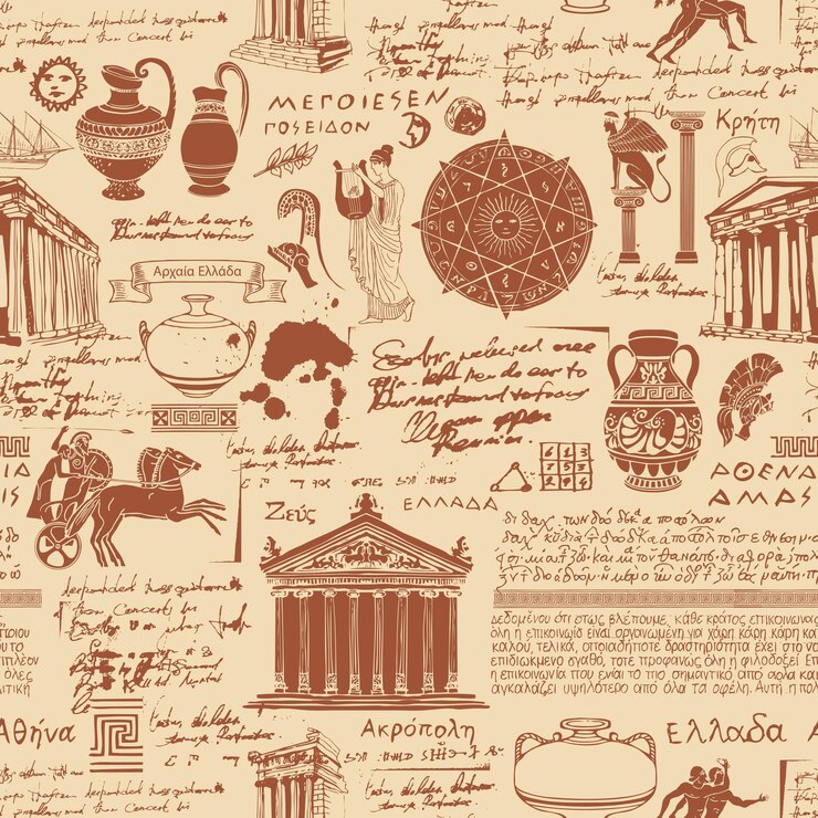 Vetor plano de fundo perfeito no tema da grécia antiga