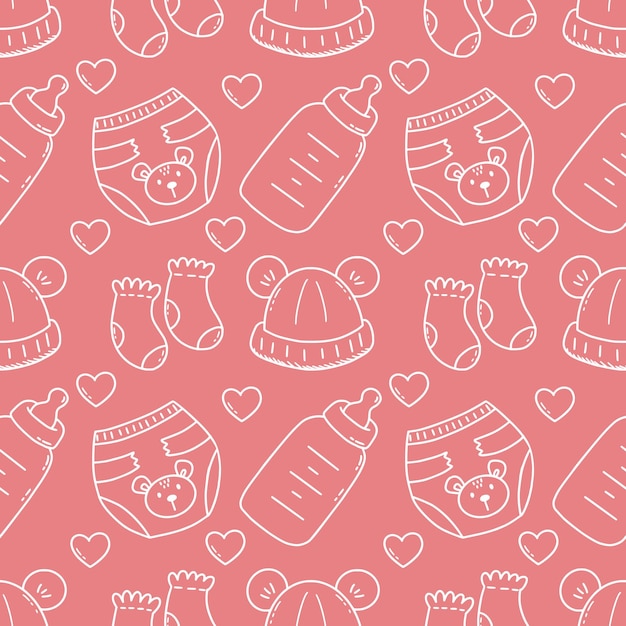 Plano de fundo perfeito para costurar roupas infantis e imprimir em tecido papel de parede rosa papel de embalagem padrão sem fim tampa de fralda para bebê recém-nascido doodle coleção