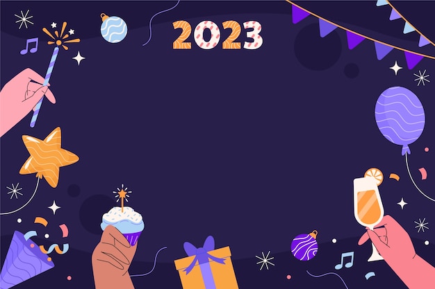 Vetor plano de fundo plano de ano novo 2023