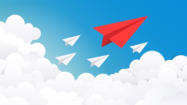 Plano de fundo plano de papel. Ideia de conceito criativo, sucesso empresarial e ilustração mínima de visão de líder.