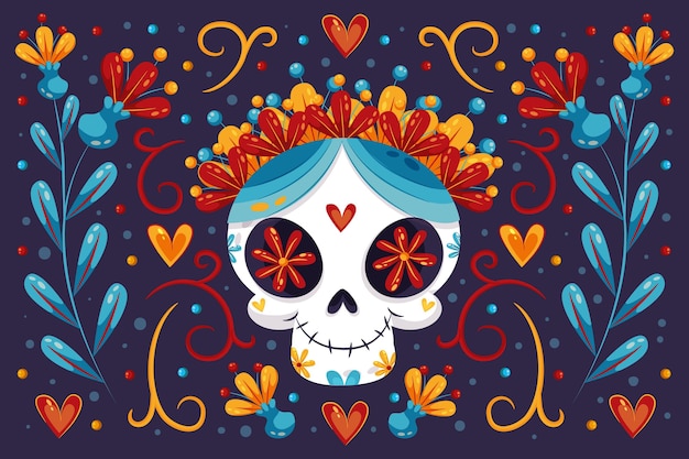 Plano de fundo plano dia de muertos