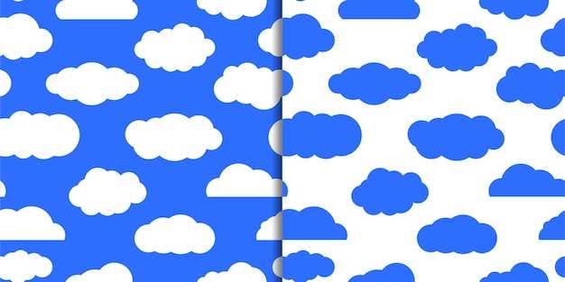 Plano de fundo sem costura com nuvens na cor branca e azul design vetorial de projetos de design