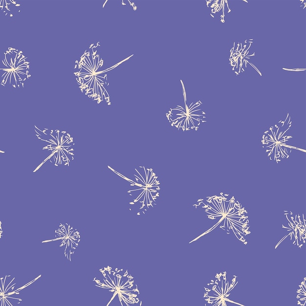Plano de fundo sem costura de plantas de guarda-chuva abstratas de esboços
