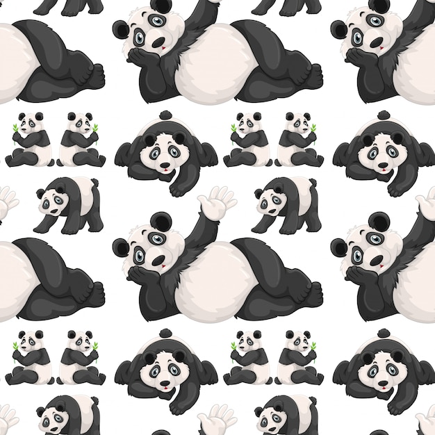 Plano de fundo sem emenda com panda bonito