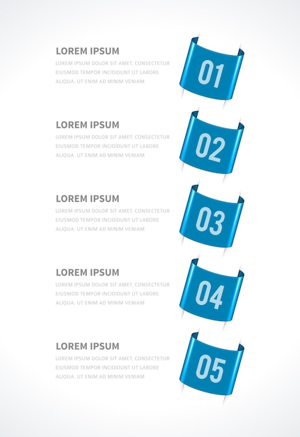 Plano de negócios de design de esquema de infográficos passos modelo de menu de opções de organização vetor realista