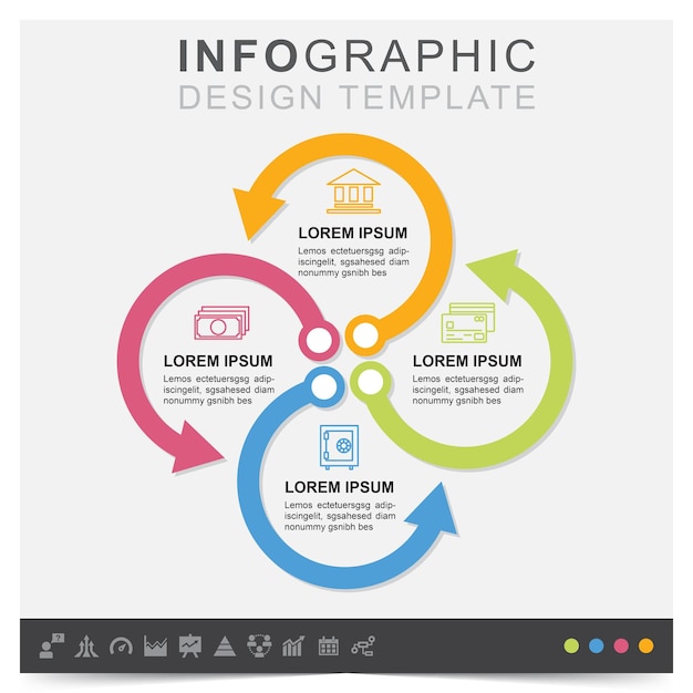 Vetor plano de negócios infográfico e conjunto de ícones