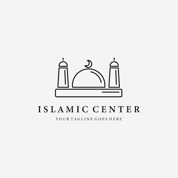 Plano mesquita centro islâmico vector design linha arte ilustração logo