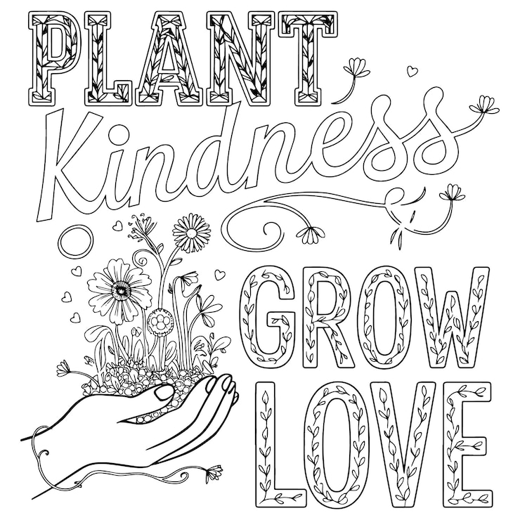 Vetor plant kindness grow ilustração de página de colorir