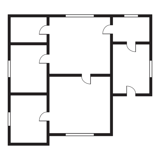 Planta arquitetônica do apartamento vista superior da planta baixa projeto de planta vetorial da casa layout profissional em forma de desenho
