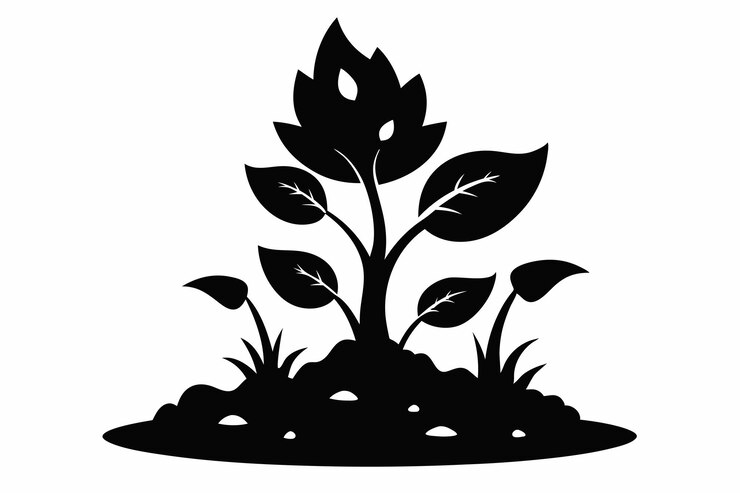 Vetor planta com silhueta preta de lama p