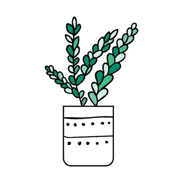 Planta de casa em vaso planta verde decorativa para casa e escritório ilustração em vetor plana colorida