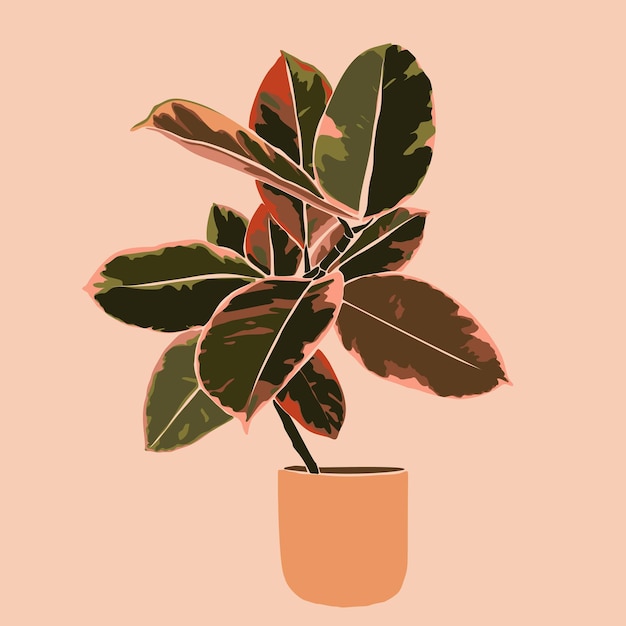 Planta de colagem de arte Folhas de ficus tropicais em um estilo minimalista e moderno. Silhueta de uma planta em um estilo abstrato simples contemporâneo. Ilustração vetorial para impressão de camisetas, cartão, pôster, postagem em mídia social