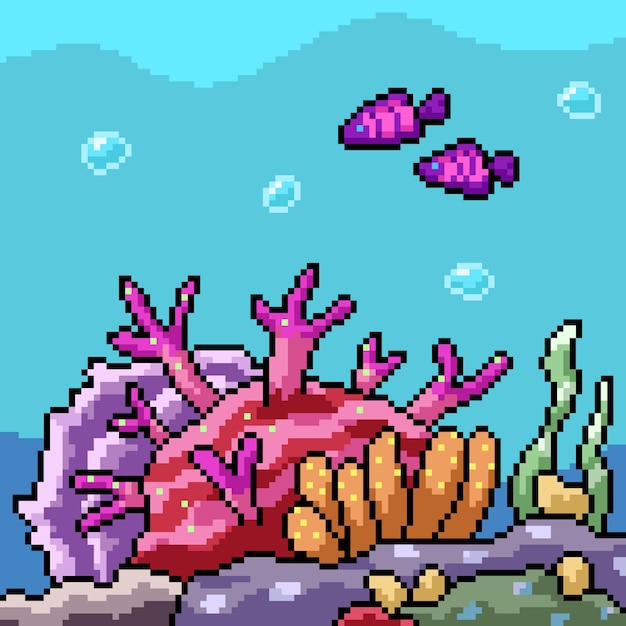 Planta de coral subaquática de pixel art