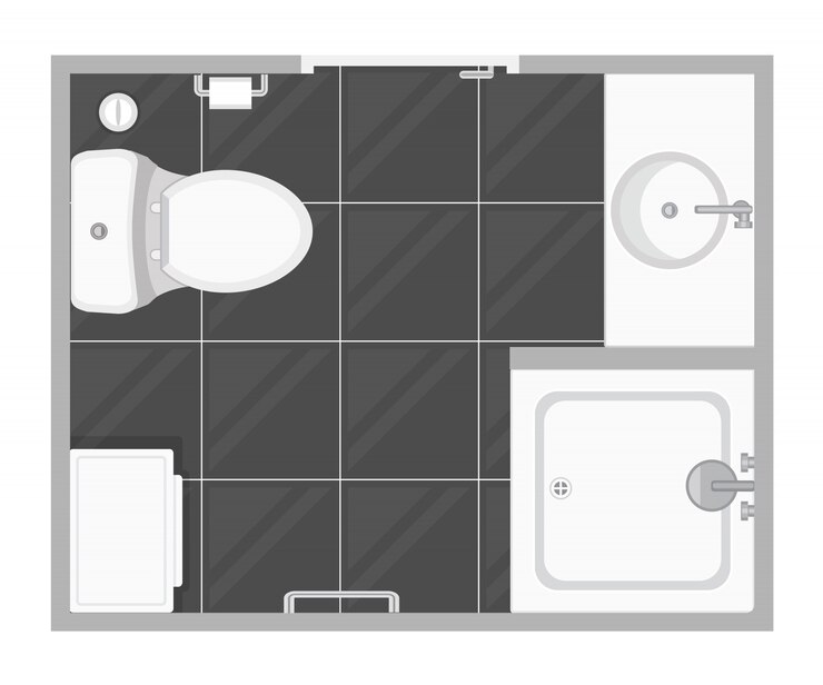 Planta de ilustração de quarto de banheiro