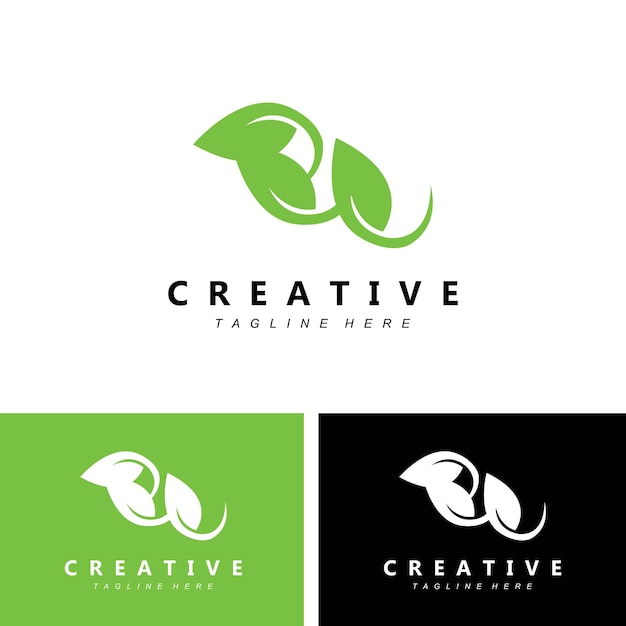 Planta e logotipo design simples conceito natural minimalista decoração verde