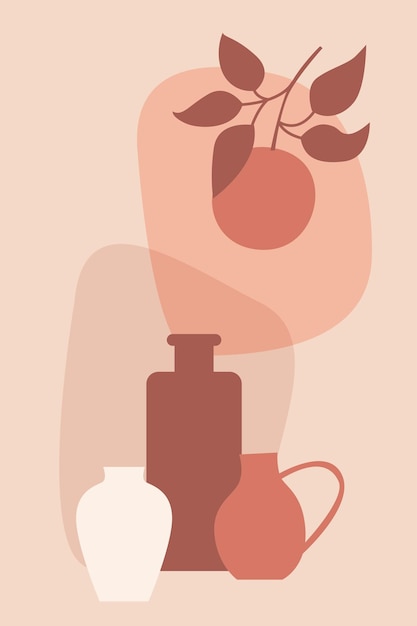 Planta em vaso Boho ilustração minimalista