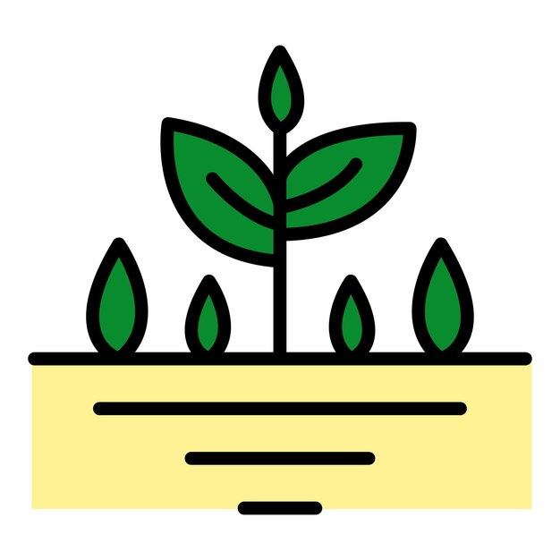 Planta no ícone do solo planta de contorno no ícone do vetor do solo cor plana isolada
