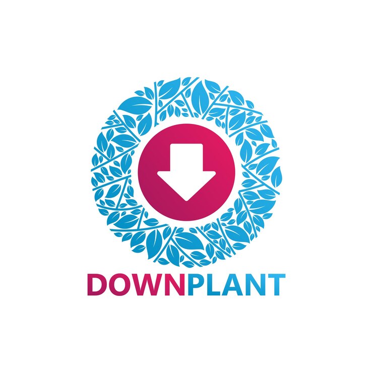 Vetor planta para baixo, vetor de design de modelo de logotipo, emblema, conceito de design, símbolo criativo, ícone
