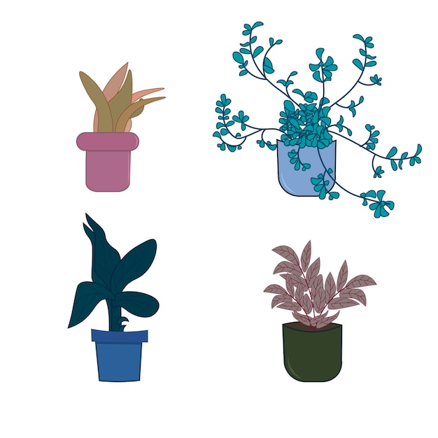 Planta verde em vaso, ilustração de flor de vaso de flores. jardim paisagístico interior e exterior em vaso