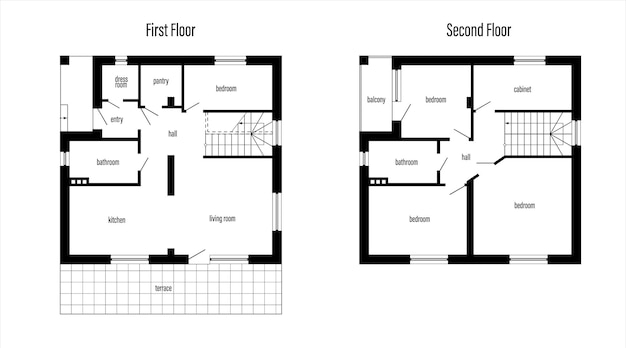 Plantas baixas de uma casa moderna casa de campo plano de arquitetura de apartamento plano de layout de uma casa interior