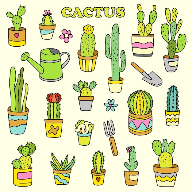 Plantas de cacto desenho animado desenho colorido