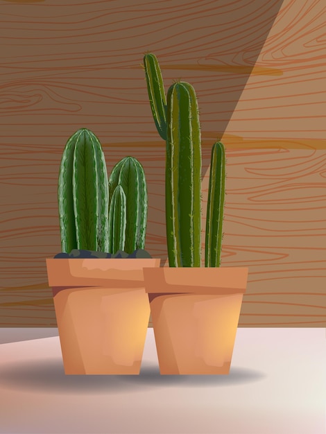 Plantas de cacto em vaso ícone floral ilustração vetorial Plantas do deserto ocidental design para impressões de cartazes